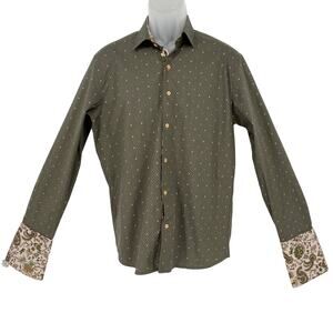 Amedeo Exclusive Men's Slim Fit French Cuff Dress Shirt Dark Grey Size L